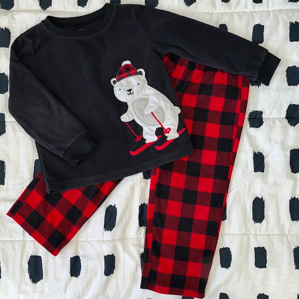 2 Piece Fleece Red & Black Buffalo Plaid PJs
